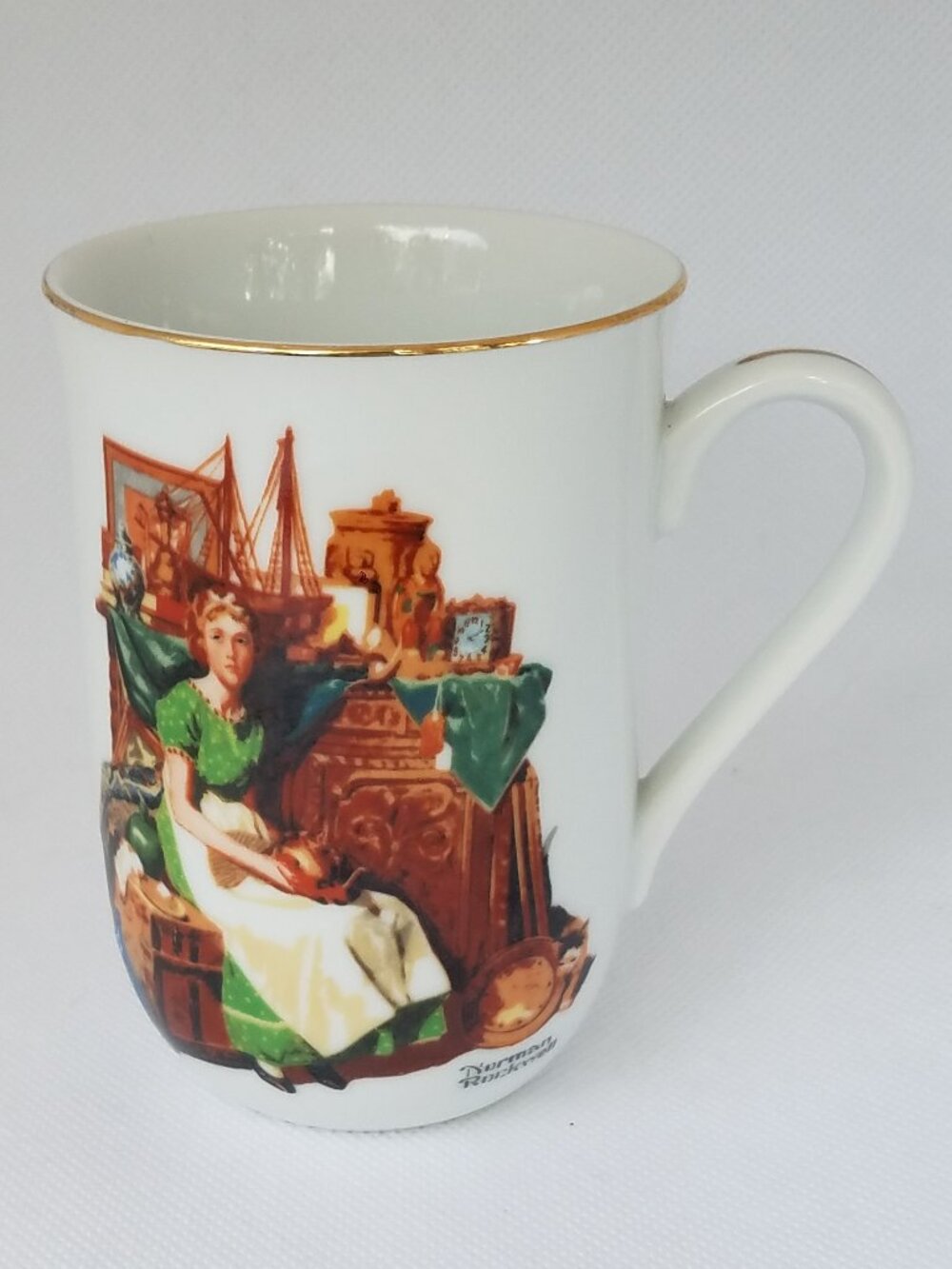Vintage Norman Rockwell Museum "Dreams In The Antique Shop" Porcelain Mug